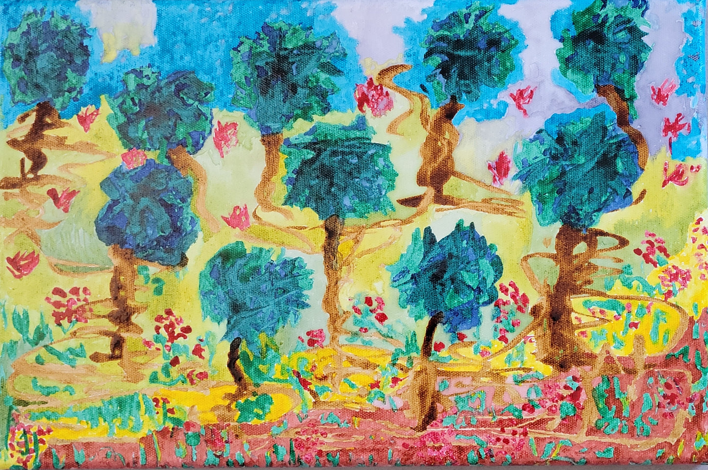 Normandie onirique, encre sur châssis toilé, Eveline David-Valette