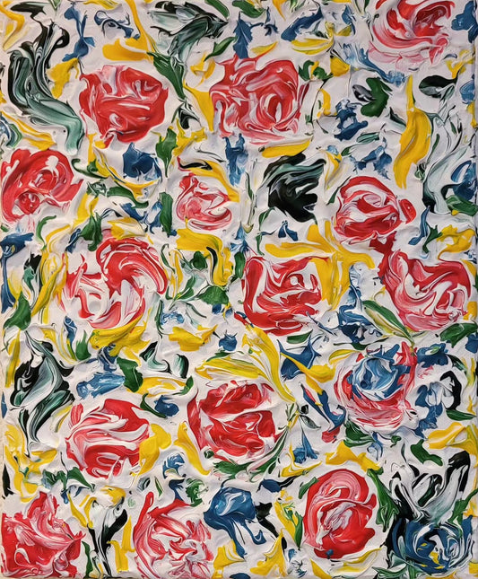 Des roses, peinture contemporaine, Eveline David-Valette