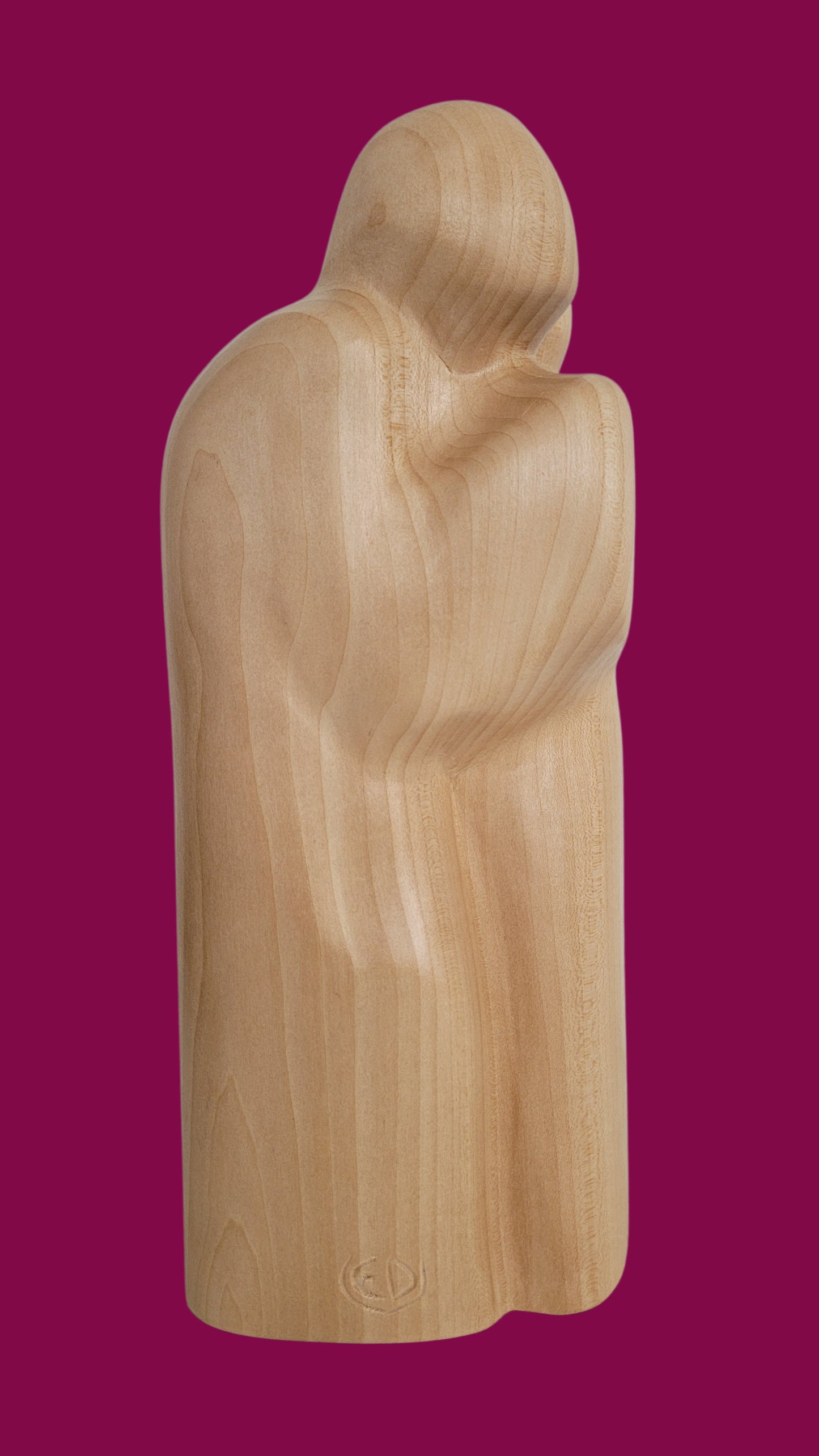 Consolation, sculpture contemporaine en bois de tilleul, Eveline David-Valette