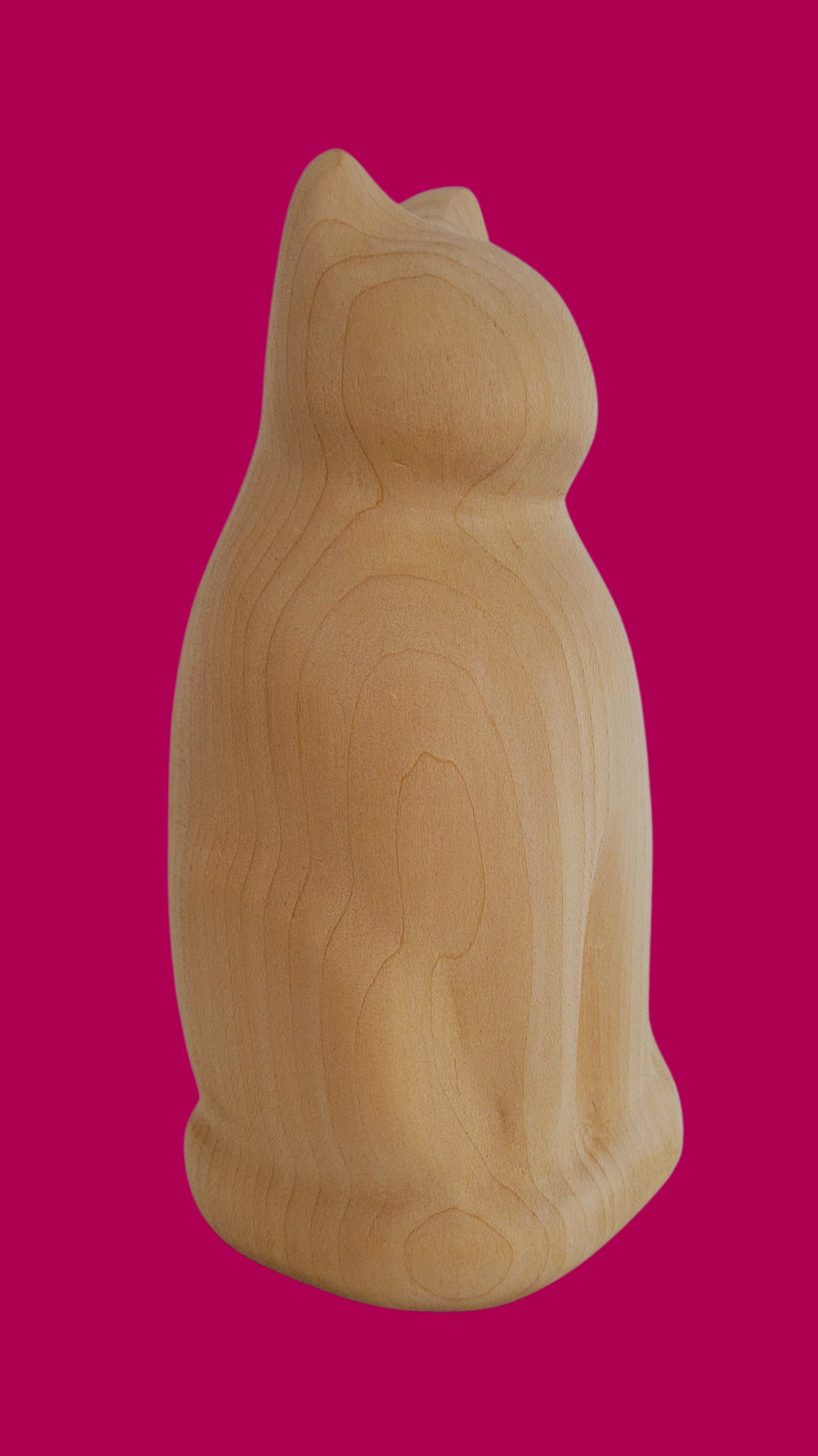 Chat, sculpture contemporaine en bois de tilleul, Eveline David-Valette