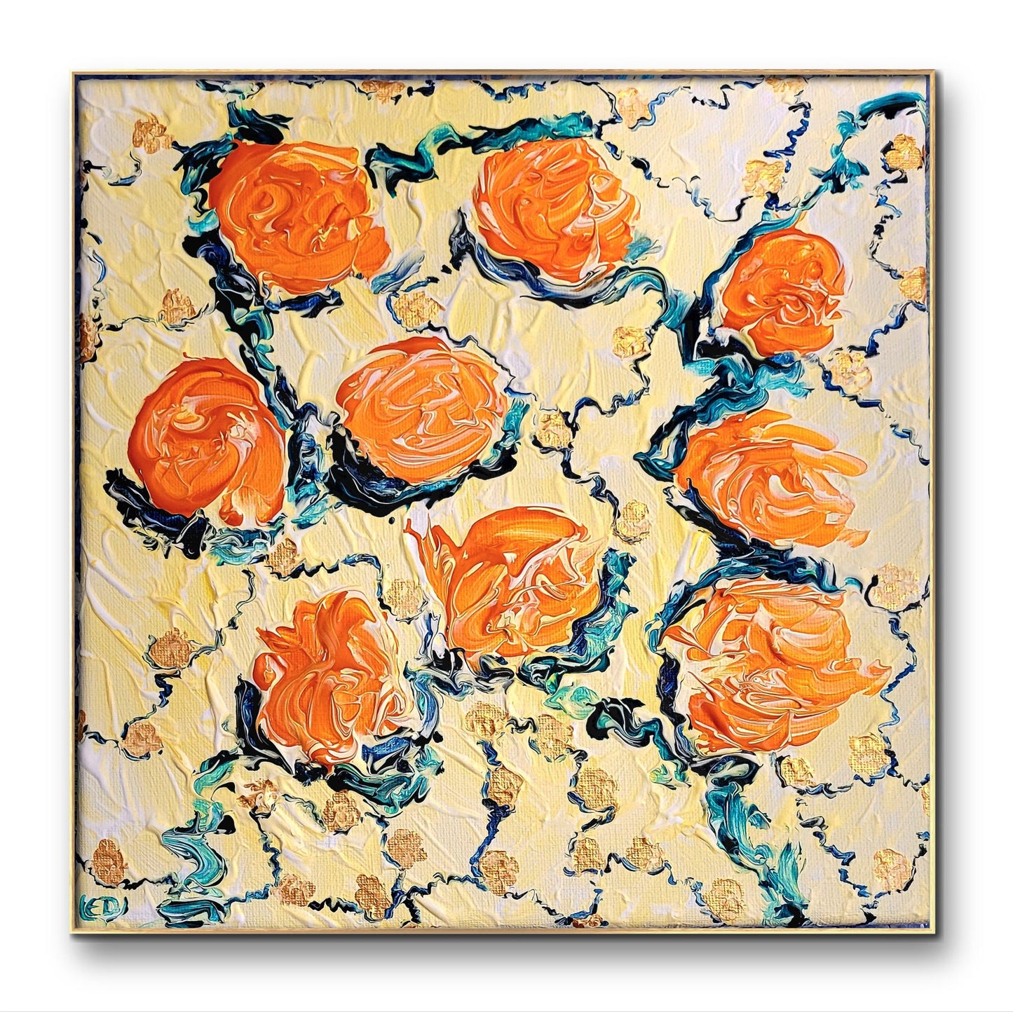 Fantaisie orange, peinture contemporaine, Eveline David-Valette