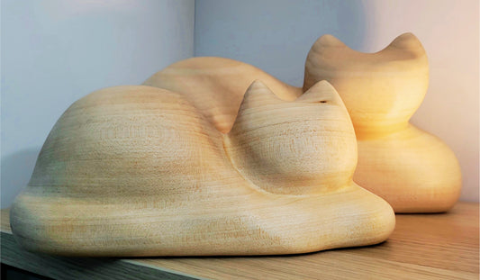 Sculpture de petit chat et de sa mère chatte, Eveline David-Valette