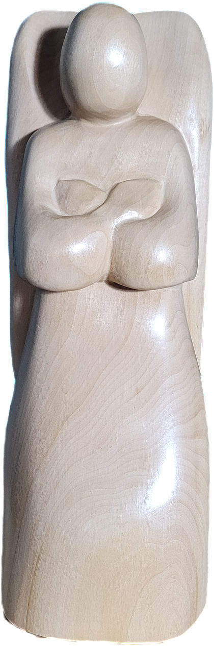 Ange, sculpture contemporaine en bois de tilleul, Eveline David-Valette